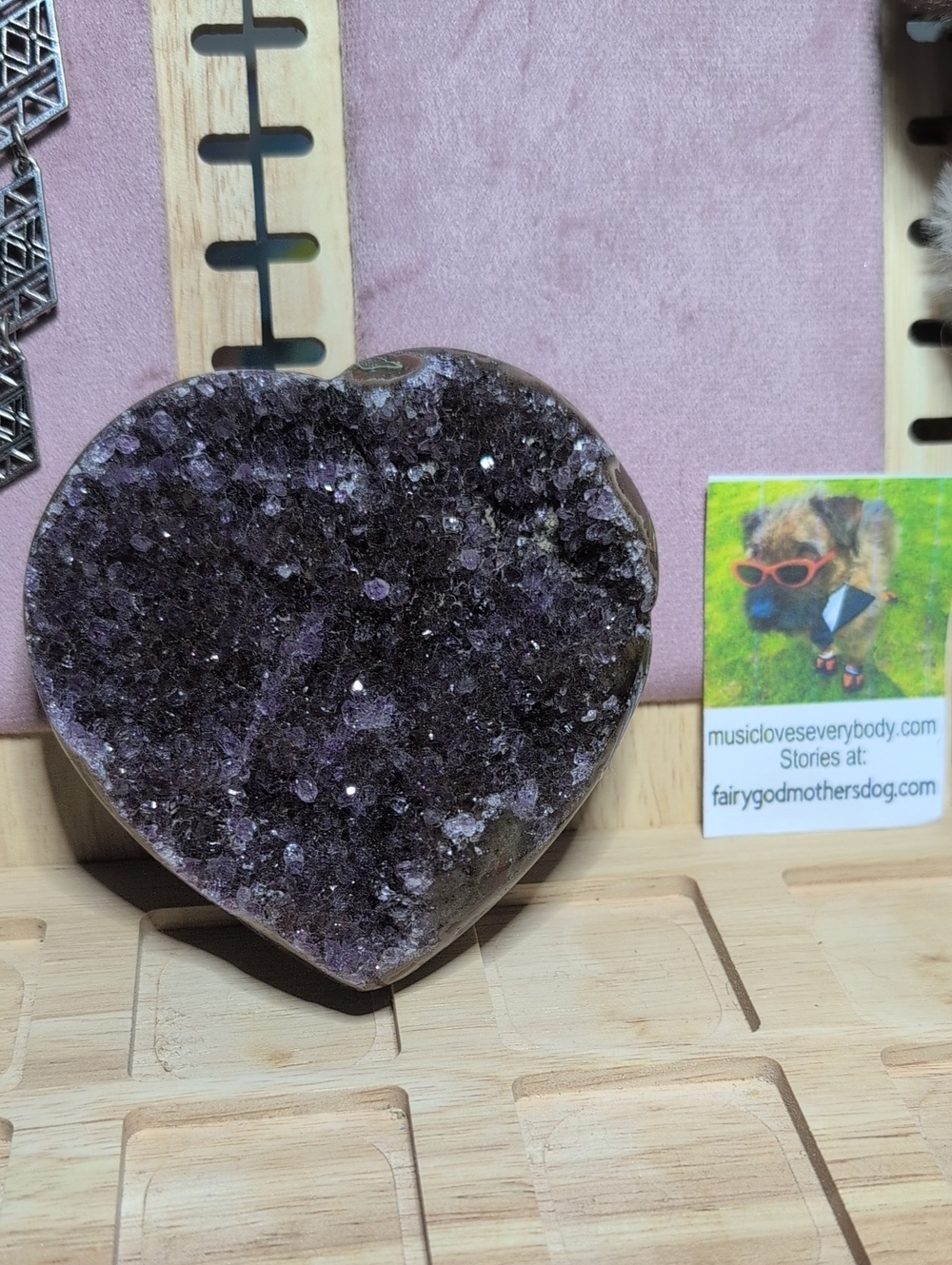 Royal Purple Amethyst Heart Large Druzy Crystal